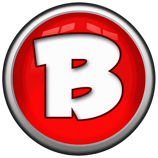 Red and white B birthday logo